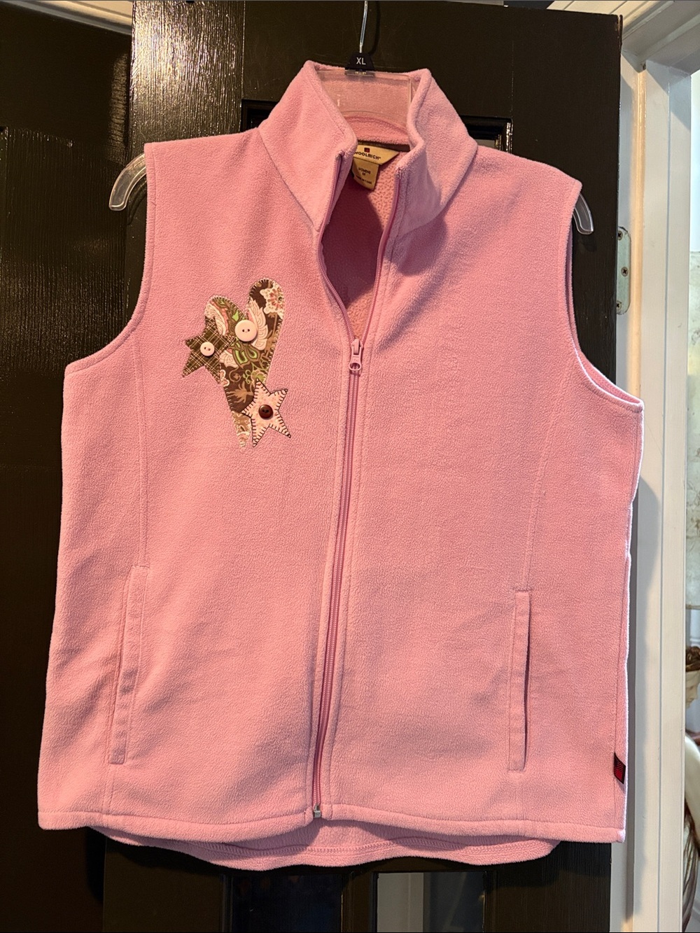 Woolrich Pink Fleece Zip Vest with Appliqué